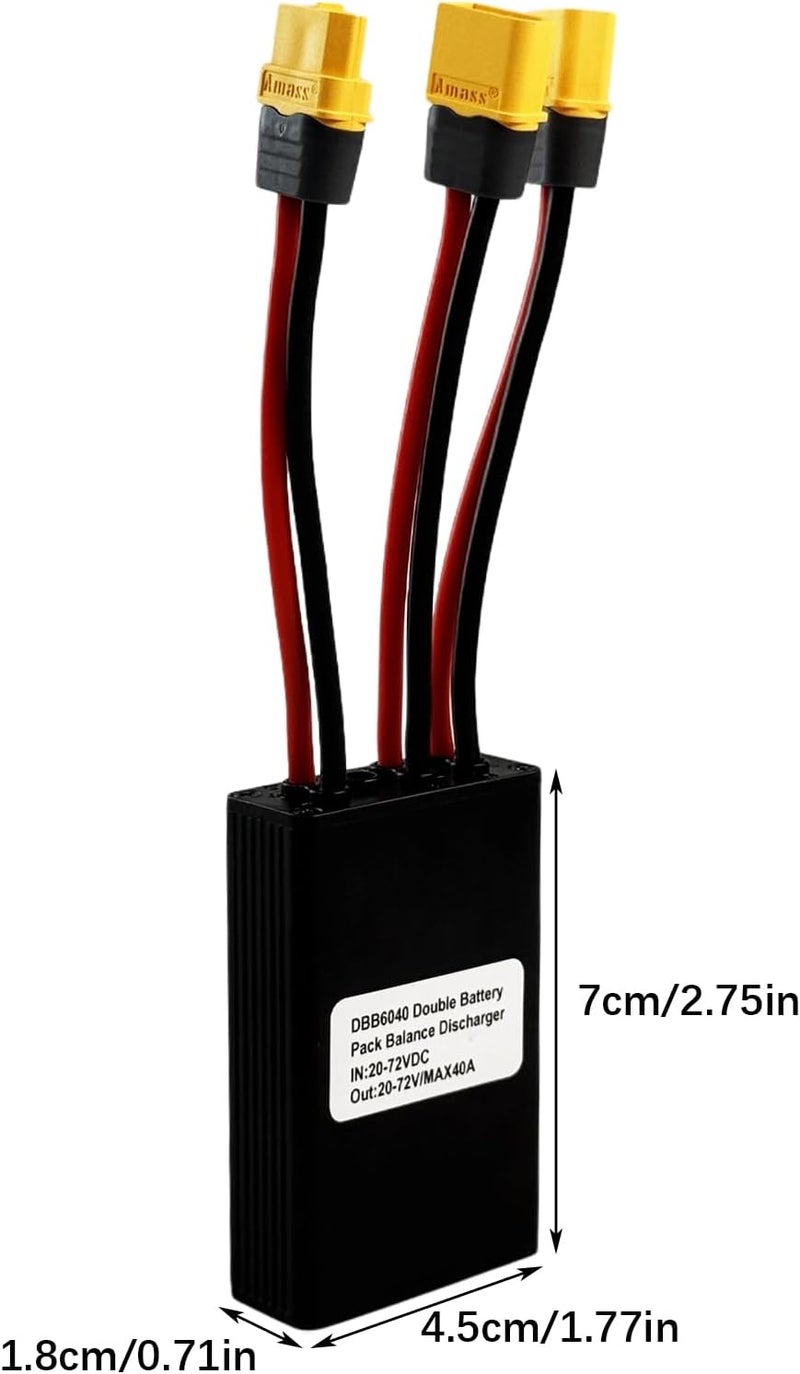 Flylin موصل بطارية مزدوج، 20V-72V وحدة موصل بطارية مزدوجة متوازية للدراجات الكهربائية، محول موازن مفتاح حزمة البطارية للبطاريات ووحدات التحكم (40A) - Image 2